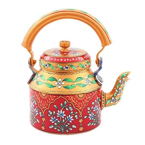 Hand-Painted Mughal Art Teapot: Pink City Chai Kettle