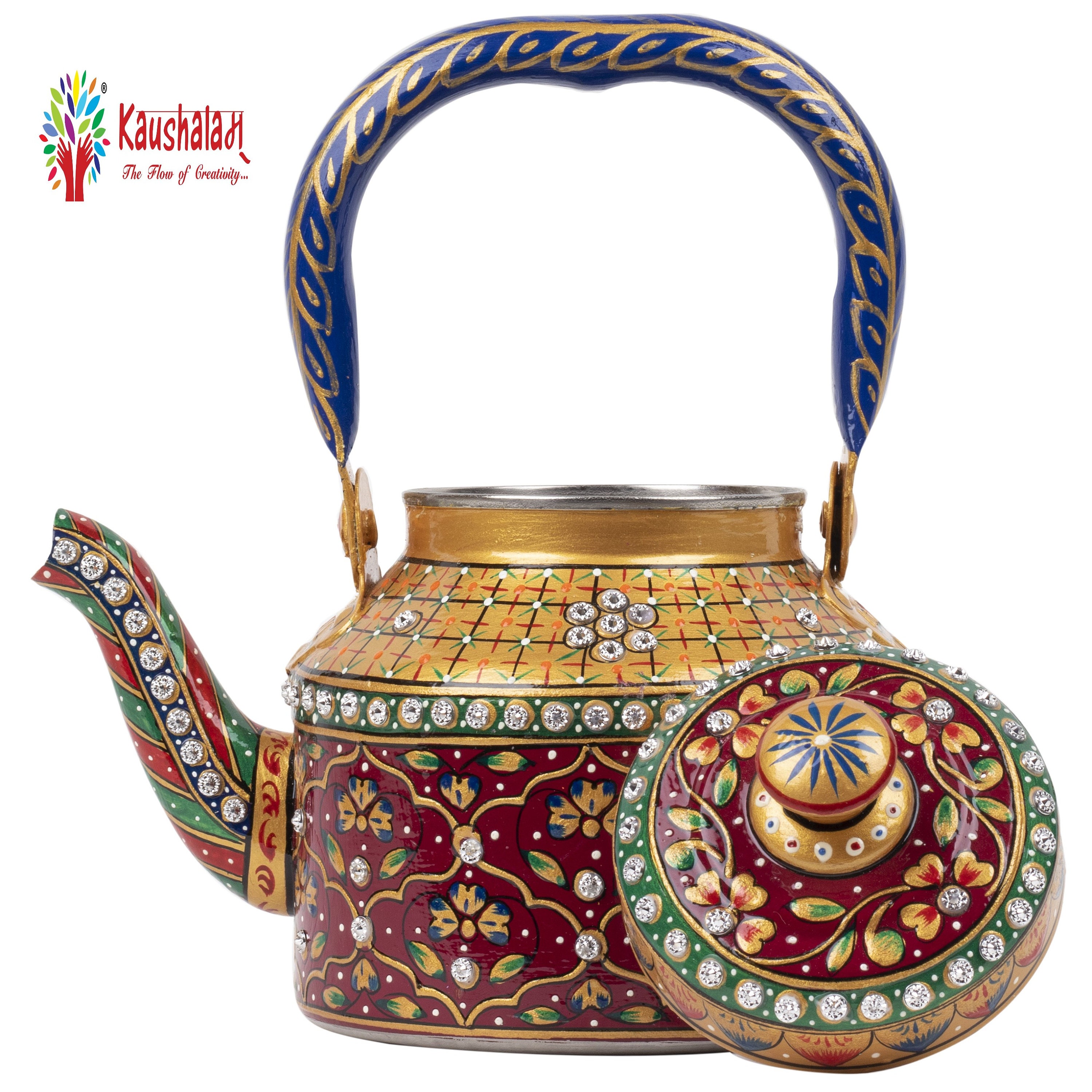 Kaushalam Hand painted Tea Kettle Small: Royal Jaipur, Handmade By  Mrinalika Jain