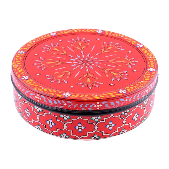 Hand Painted Rajasthani Keepsake Box - Jain Red Hand Painted Rajasthani Keepsake Box - Jain Red