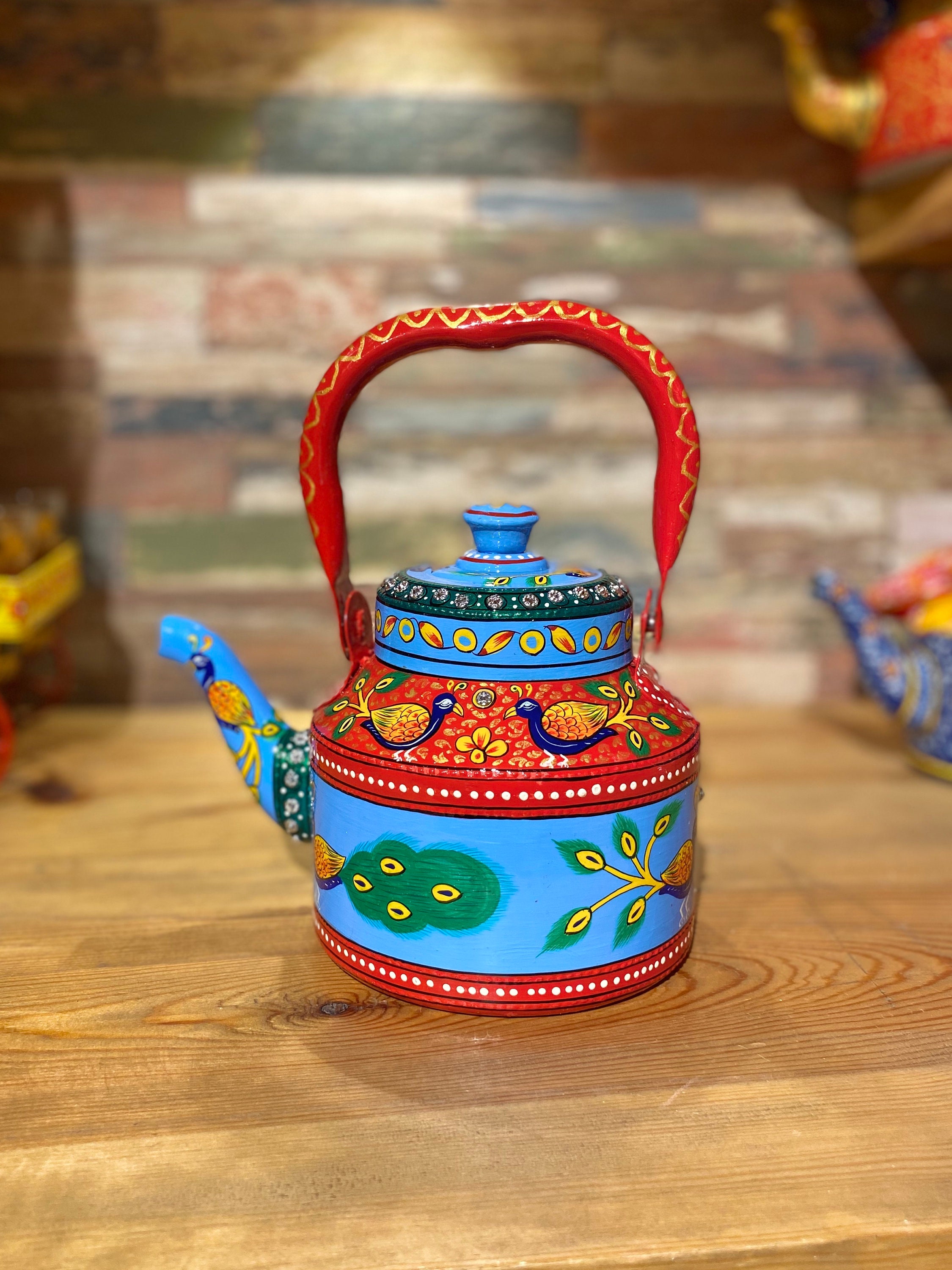 Electric Tea Kettle Hot Water Kettle for Tea and Coffee, Kaushalam Hand  Painted Kashmiri Art Kettles, Fathers Day Gift for Art Tea Lovers, 