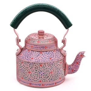 Hand Painted Tea Kettle : Pink City, Festive Gift, Gift for Her, Spring Tea Pot, Induction Tea Kettle, Mother's Day Gift Aluminium