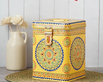 Hand Painted Stainless Steel Canisters, Rectangular Canister, Kitchen Storage Tin, Container, Christmas Cookie Canister