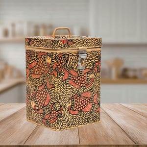 Hand Painted Stainless Steel Canister: Madhubani Folk Art Cookie Jar