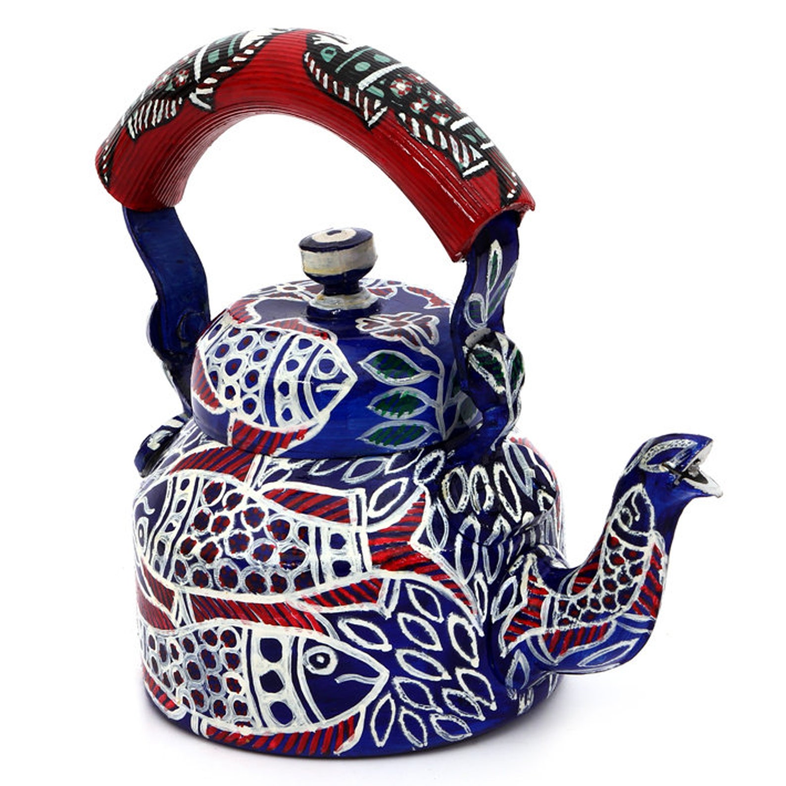 Kaushalam Hand Painted Tea Kettle Blue Fish Teapot for Etsy