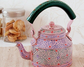 Hand Painted Tea Kettle : Pink City, Festive Gift, Gift for Her, Spring Tea Pot, Induction Tea Kettle, Mother's Day Gift