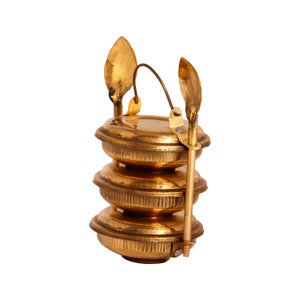 Miniature Brass Tiffin Lunch Box: Dollhouse Collection