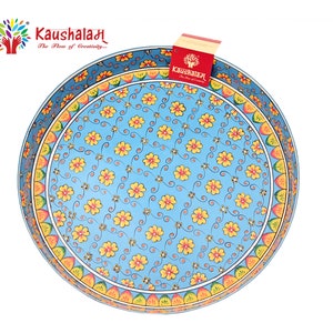 Hand Painted Mughal Metal Tray: Decorative Serving Tray (13x13 Inches)