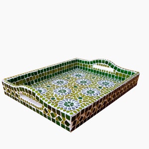 Mosaic Serving Tray, Indian Handmade Coffee Table Tray, Food Platter, Centerpiece Tray, Gift for Mom