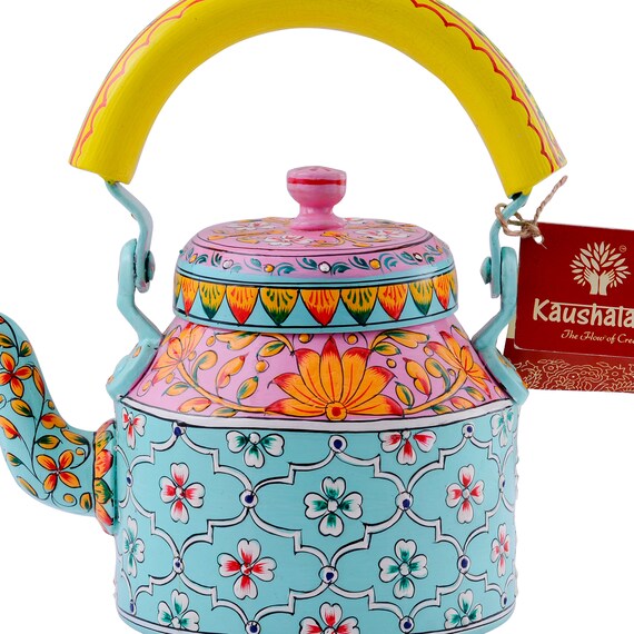 Hand Painted Brass Coffee Pot Set: Arabic Dallah & Tea Kettle - Etsy
