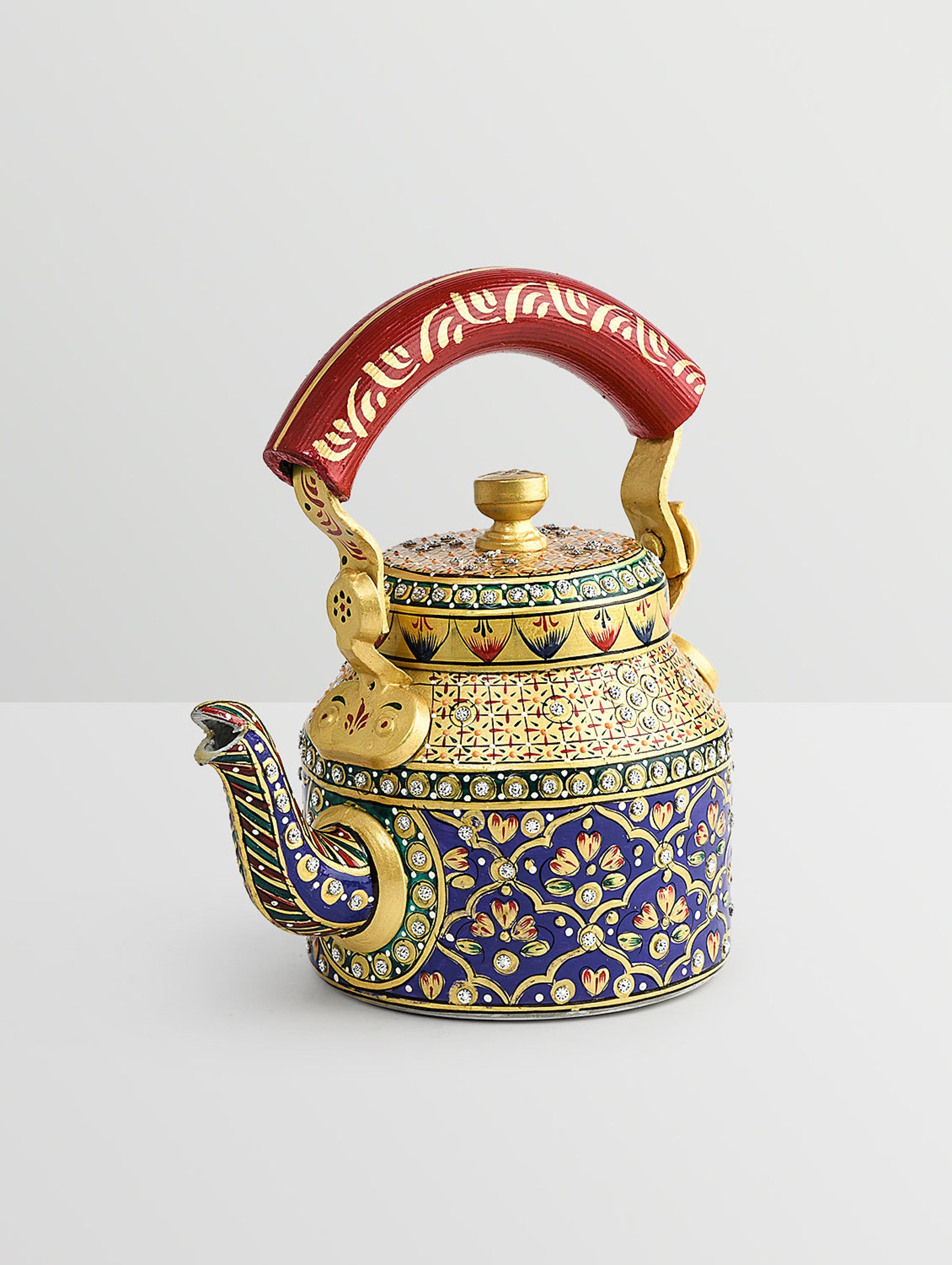 Kaushalam Hand painted tea kettle GOLDEN & BLUE Chai Etsy