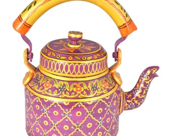 Kaushalam handgeschilderde theepot: Jaipur, feestelijk cadeau, cadeau voor haar, kerstochtend theepot, Moederdag cadeau