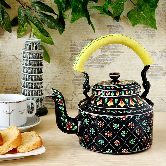 Hand Painted Tea Kettle : Black Beauty, Chai Kettle, Traditional Indian Tea  Pot, Black Mughal Painting Kettle, Birthday Gift 