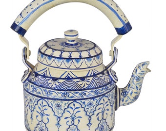 Hand-Painted Tea Kettle: Royal Jaipur Mughal Art Home Decor