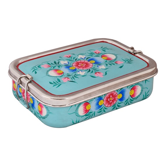 Pink Floral Stainless Steel Lunch Box Tiffin - Floral Pink Tiffin