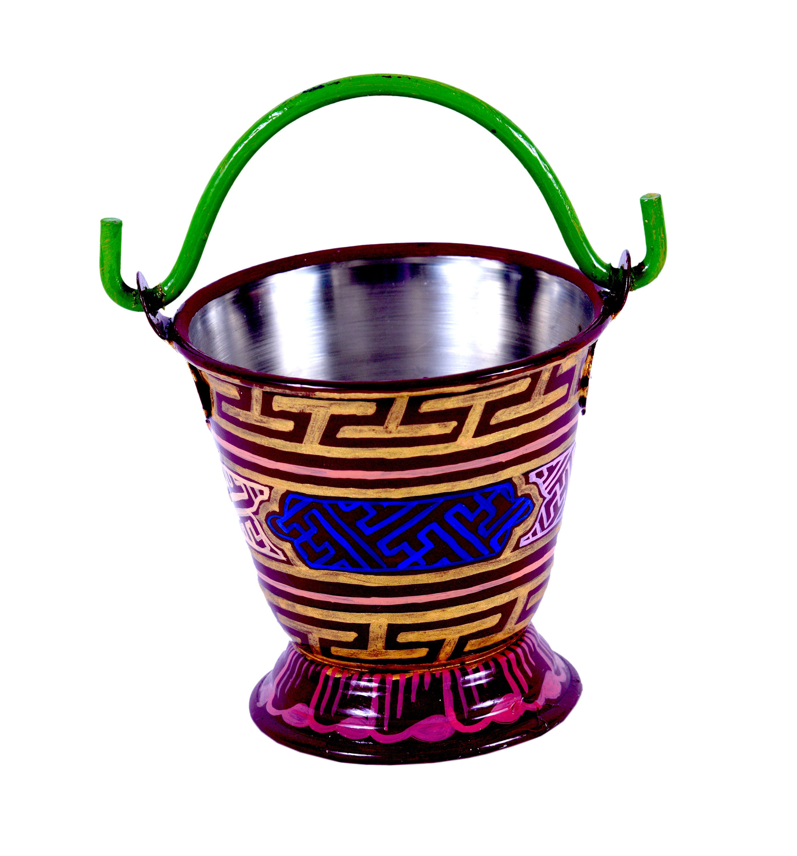 Indian Bucket Collection Hand Painted Steel Bucket Set: Indian Restaurant Style Serving Dishes ...