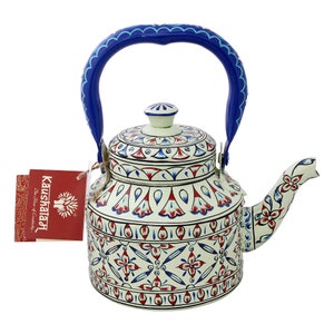 Hand Painted Induction Tea Kettle: Mughal Art Stainless Steel Kettle