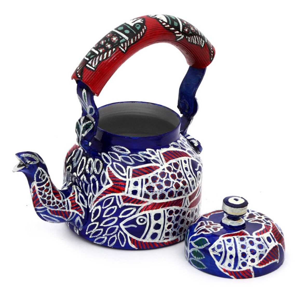 Kaushalam Hand Painted Tea Kettle Blue Fish Teapot for Etsy