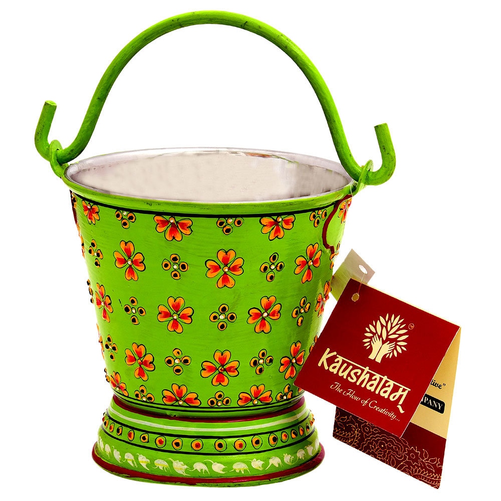 Indian Bucket Collection Hand Painted Steel Bucket Set: Indian Restaurant Style Serving Dishes ...