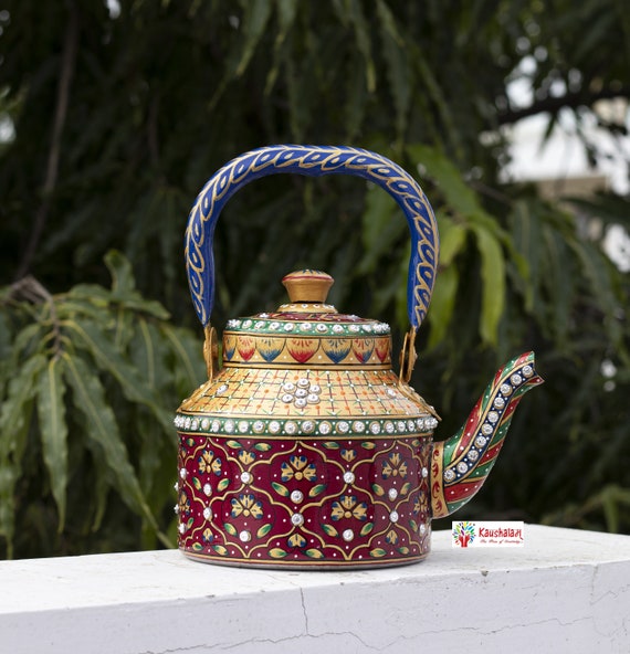 Electric Tea Kettle Hot Water Kettle for Tea and Coffee, Kaushalam Hand  Painted Kashmiri Art Kettles, Fathers Day Gift for Art Tea Lovers, 
