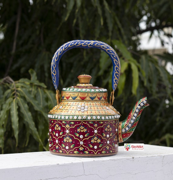 Kaushalam Hand Painted Tea Kettle Meraki Traditional Hand Painted