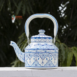 Bouilloire artistique artisanale - Cadeau de vacances parfait pour les amateurs de thé Bouilloire en acier inoxydable peinte à la main avec plaque de cuisson à induction