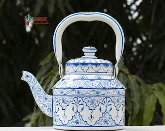 Hand-Painted Tea Kettle: Mughal Art Stainless Steel Induction Kettle