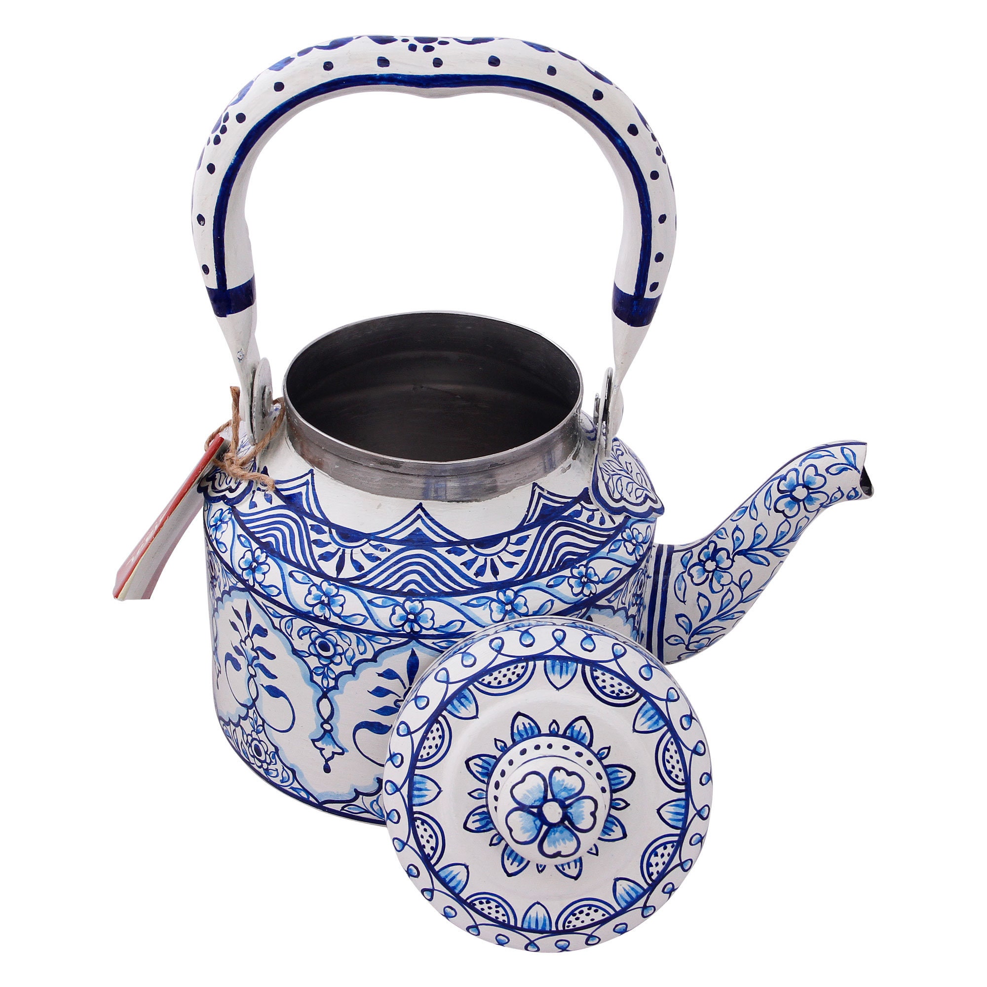 Kaushalam Hand Painted Stainless Steel Induction Cook Top Tea Pot Blue  Lagoon , Gift for Girl Friend, Mom, Home Décor, Christmas Gift 