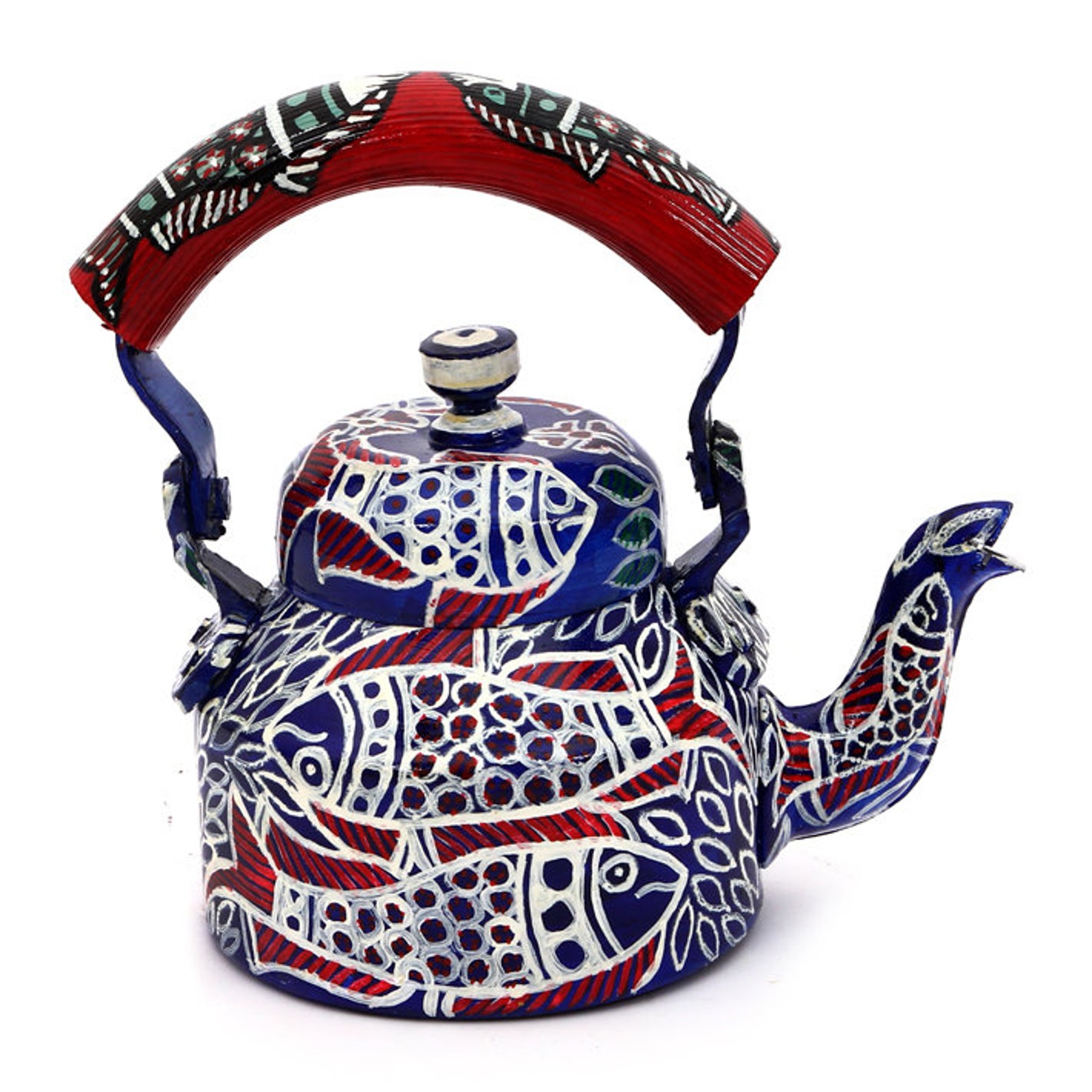 Kaushalam Hand Painted Tea Kettle Blue Fish Teapot for Etsy