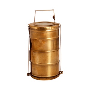 Miniature Brass Tiffin Lunch Box: Dollhouse Collection