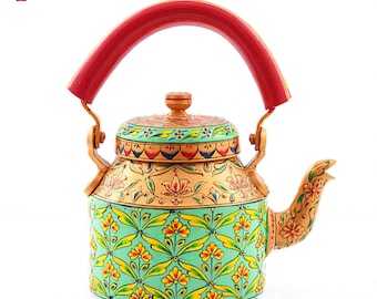 Teapot- Kaushalam Hand painted Tea kettle : "Shabnam", Festive Gift, Gift for Her, Hand crafted in India, Pastel Shades