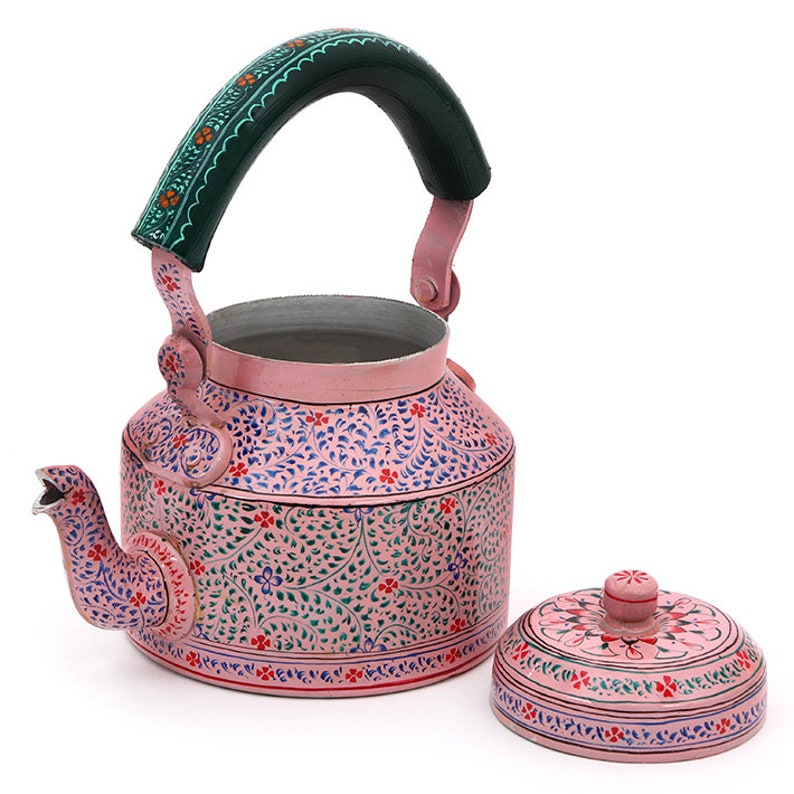 Hand Painted Tea Kettle : Pink City, Festive Gift, Gift for Her, Spring Tea Pot, Induction Tea Kettle, Mother's Day Gift image 3