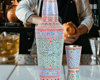 Hand Painted Cocktail Shaker, Jigger, Bar Spoon, Bar Set, Stainless Steel Cocktail Shaker, Barware, Mother&#39;s Day gift, Bachelor party Gift