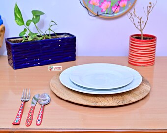 Set 4 Piatti In Legno Di Acacia - Piattini Rotondi 17.78 Cm Per Snack, Dessert E Occasioni Speciali - Foto 8