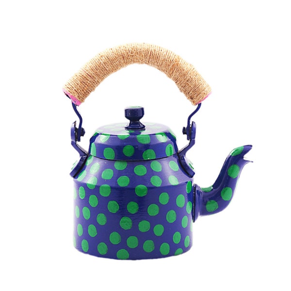 Kaushalam Hand Painted Polka Dot Tea Kettle, Teapot for Serving Tea, Christmas Gift & Décor, Kitsch Art, Stylish Tea Kettle
