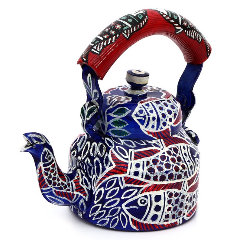 Kaushalam Hand Painted Tea Kettle Blue Fish Teapot for Etsy