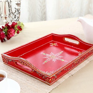 Hand Painted Serving Tray: Mughal Art, Kitchen Accent
