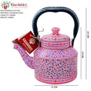 Hand Painted Tea Kettle : Pink City, Festive Gift, Gift for Her, Spring Tea Pot, Induction Tea Kettle, Mother's Day Gift image 8