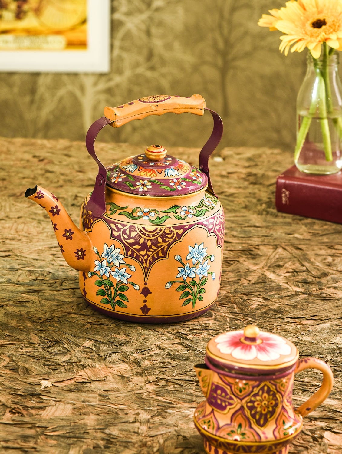 Hand Painted Tea Pot, Kaushalam Tea Kettle, Chai Kettle