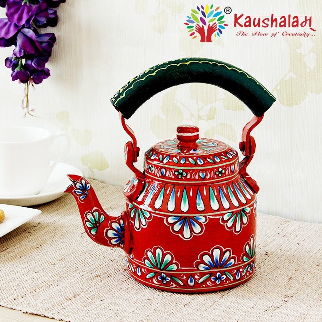 Kaushalam Hand Painted Stainless Steel Induction Cook Top Tea Pot