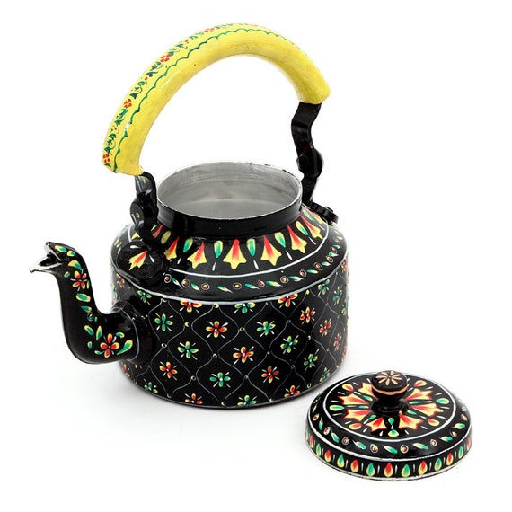 Hand Painted Tea Kettle : Black Beauty, Chai Kettle, Traditional Indian Tea  Pot, Black Mughal Painting Kettle, Birthday Gift 