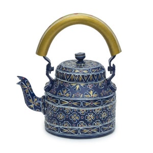 Hand Painted Tea Kettle : Mughal Painting, Ethnic Tea Pot, Home décor, Father's Day gift, Indian Teapot, Chai Kettle