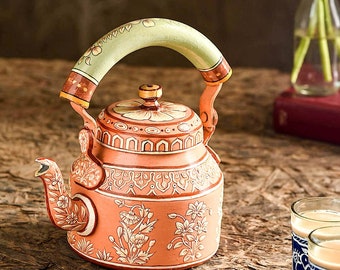 Kaushalam Hand painted tea kettle : Pink City, Festive Gift, Gift for Her, Christmas morning Tea pot, Elegant Pink
