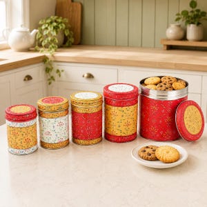 Hand Painted Canister Set: Stackable Stainless Steel Kitchen Storage