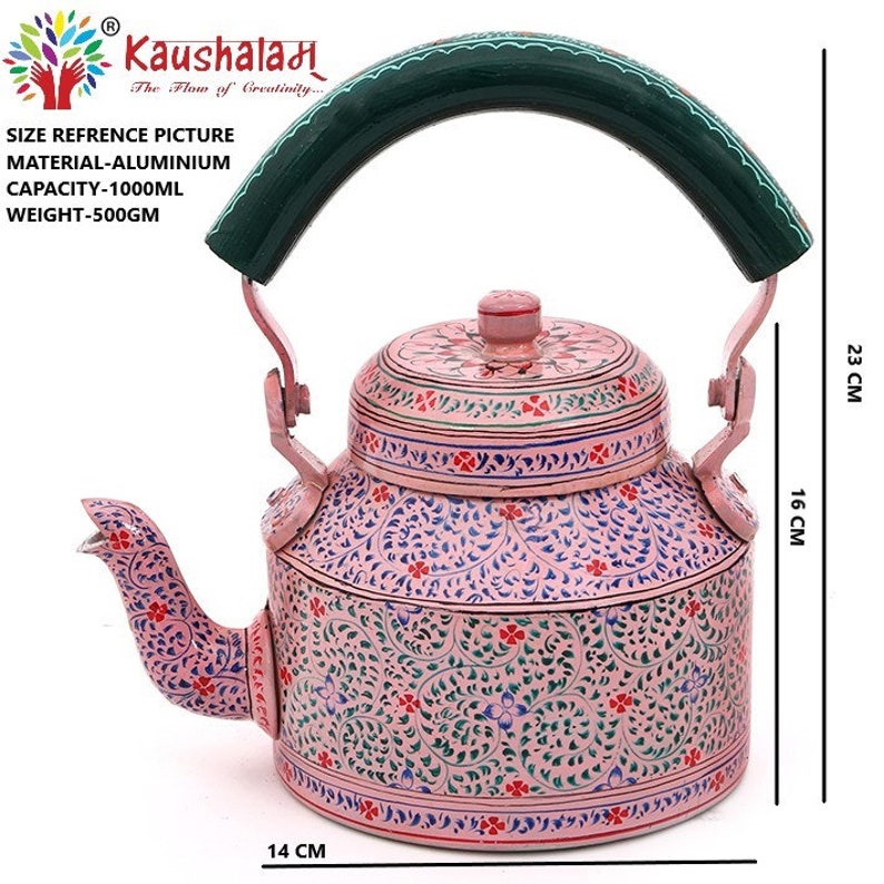 Hand Painted Tea Kettle : Pink City, Festive Gift, Gift for Her, Spring Tea Pot, Induction Tea Kettle, Mother's Day Gift image 9