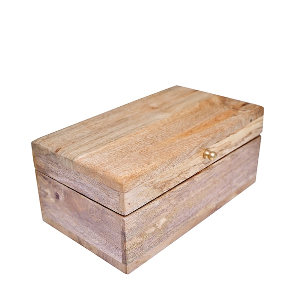 Mangoholz-Teebox - Handgemachte Holzbox mit 6 Abschnitten für Teebeutel, Schmuckschatulle, Knick-Knack-Box, unterteilte Box