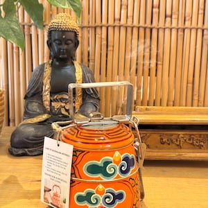 Hand Painted Tiffin Box: 2-Tier Stainless Steel Indian Lunch Box
