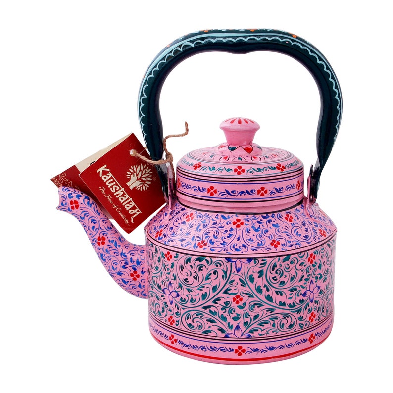 Hand Painted Tea Kettle : Pink City, Festive Gift, Gift for Her, Spring Tea Pot, Induction Tea Kettle, Mother's Day Gift Stainless steel