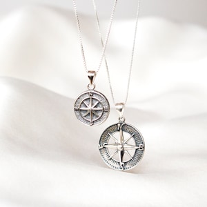 Silver Compass North Star Pendant, Sterling Silver Compass necklace, North Star Necklace, Sun Compass pendant, Celestial Jewelry, Wanderlust