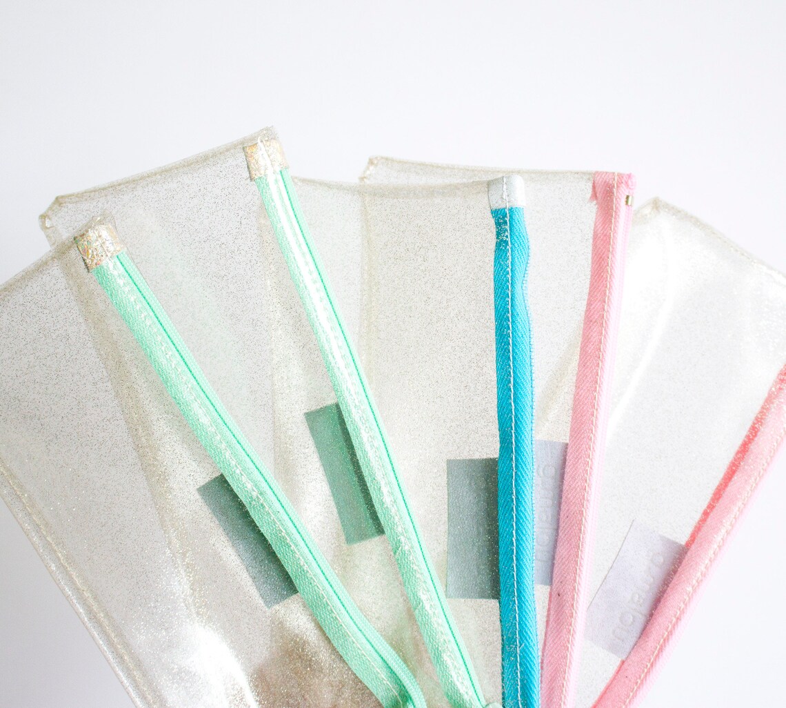 Clear Glitter Pencil Case Plastic Pen Pouch See Through Make Etsy