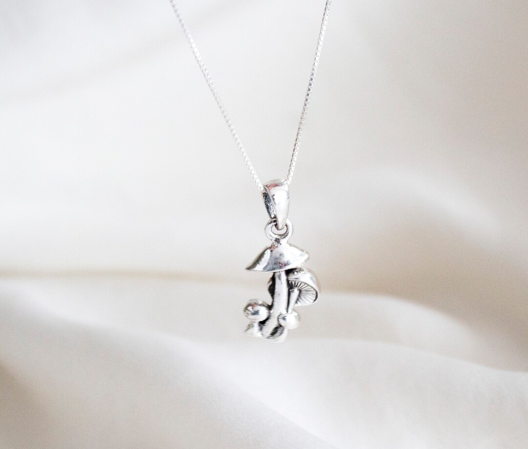 Silver Plated 3D Mushroom Pendant Necklace – 1 Inch Toadstool Charm On 18" Zinc Alloy Chain, Magic Shroom Jewelry - View #6
